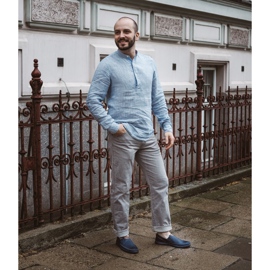 Polbut Herren Lederschuhe 09 für den Sommer Marineblau mit Braun navy blau 1