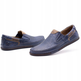 Polbut Herren Lederschuhe 09 für den Sommer Marineblau mit Braun navy blau 4