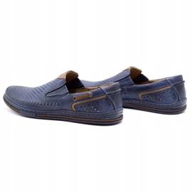 Polbut Herren Lederschuhe 09 für den Sommer Marineblau mit Braun 5