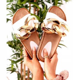 PS1 Weiße Flip-Flops mit einem letzten Kettentanz golden 6