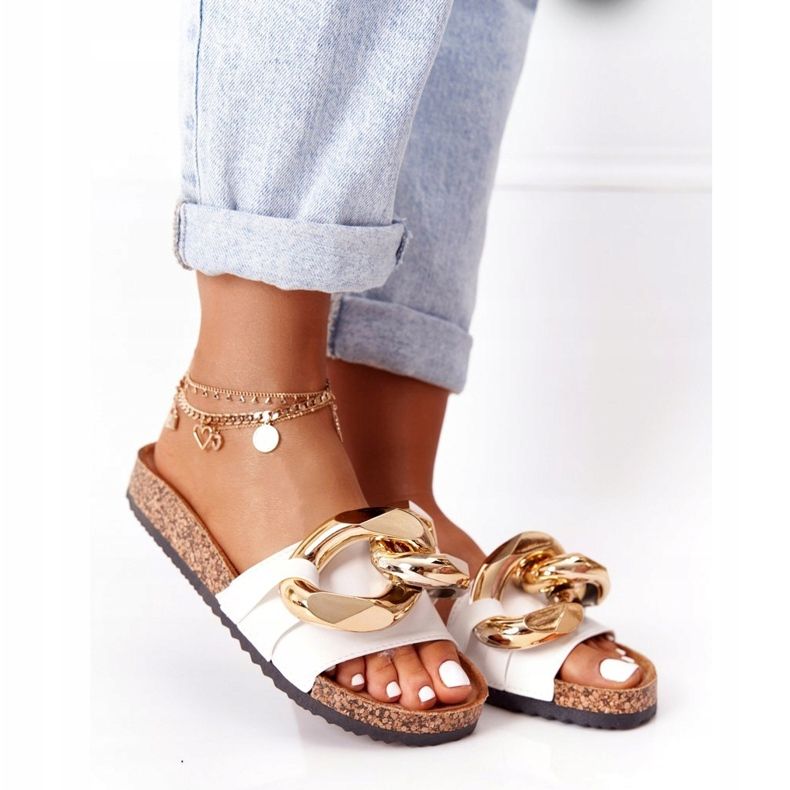 PS1 Weiße Flip-Flops mit einem letzten Kettentanz golden 5