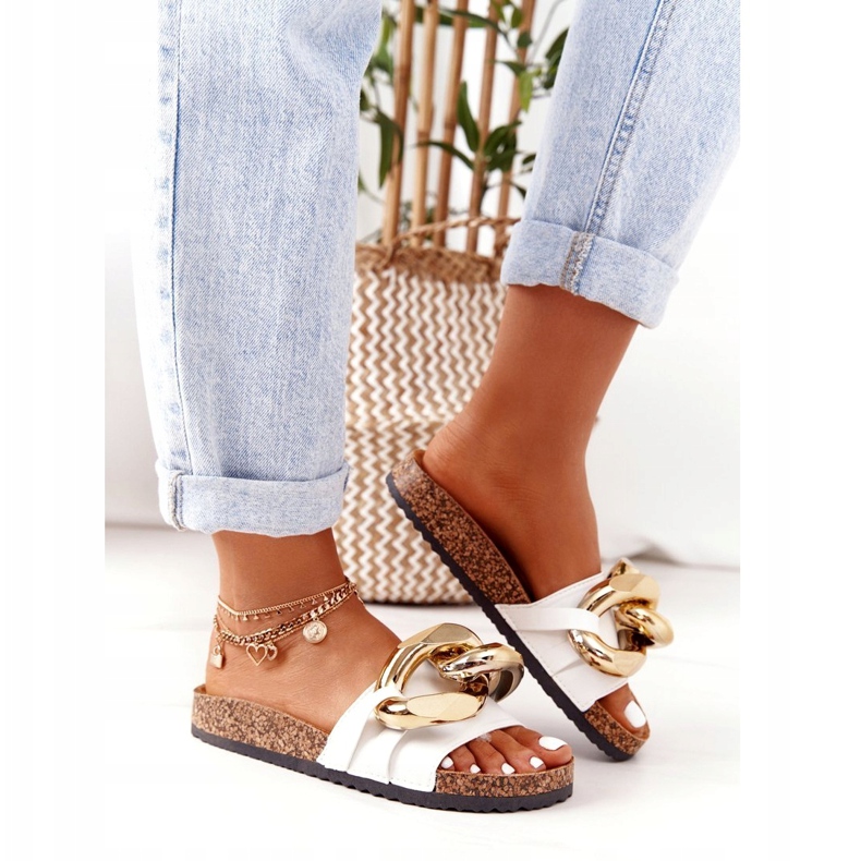 PS1 Weiße Flip-Flops mit einem letzten Kettentanz golden 3