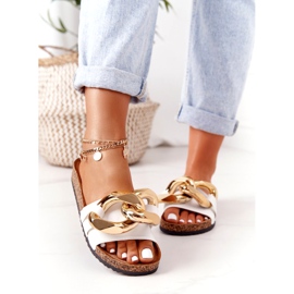 PS1 Weiße Flip-Flops mit einem letzten Kettentanz golden 2