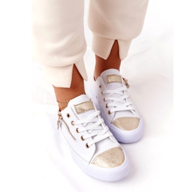 Damen Sneaker mit Reißverschluss Weiß-Gold Festival golden 3