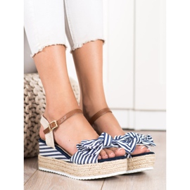Sweet Shoes Espadrilles-Sandalen mit Streifen beige navy blau 1