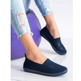 SHELOVET Durchbrochene Slipons marineblau 2