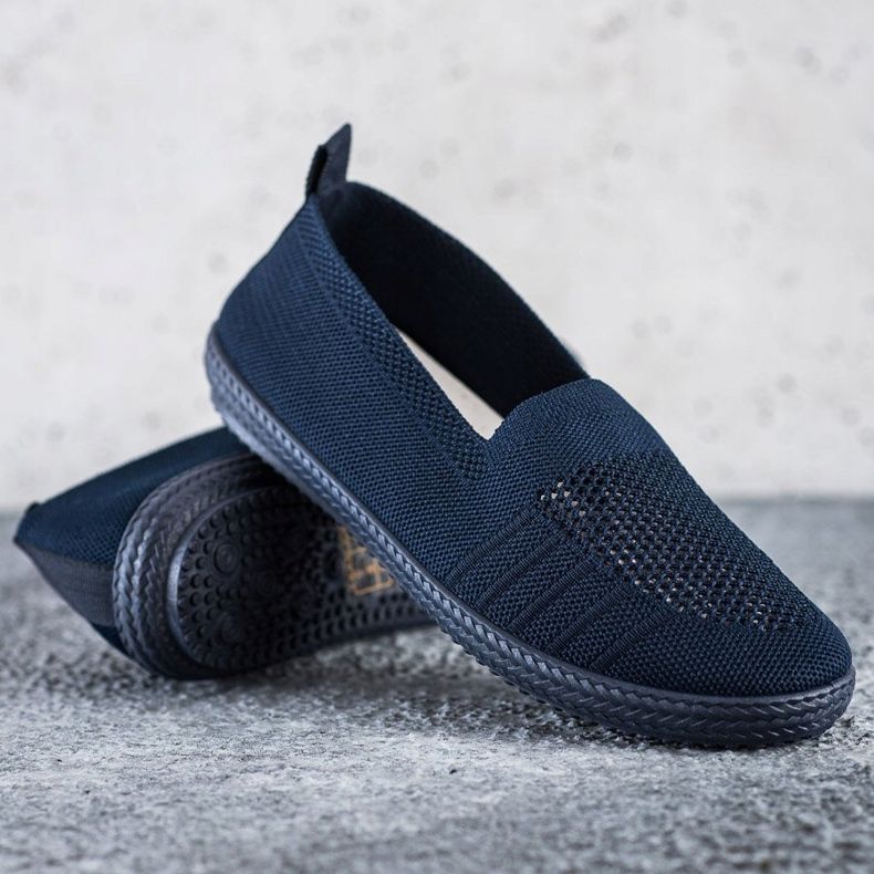 SHELOVET Durchbrochene Slipons navy blau 1