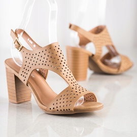 Renda Durchbrochene Sandalen mit Öko-Leder braun 1