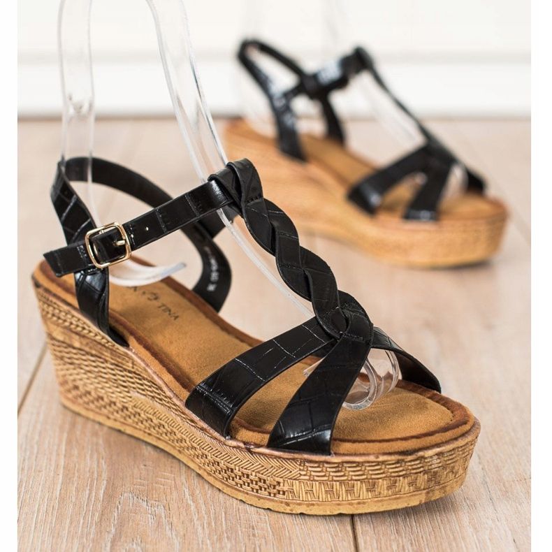 Queentina Sandalen aus Öko-Leder schwarz 1