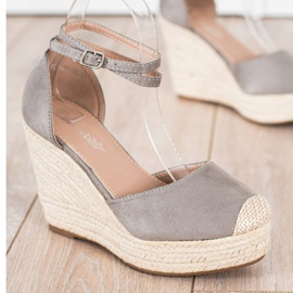 Queentina Stylische Espadrilles auf hohem Keil grau 1