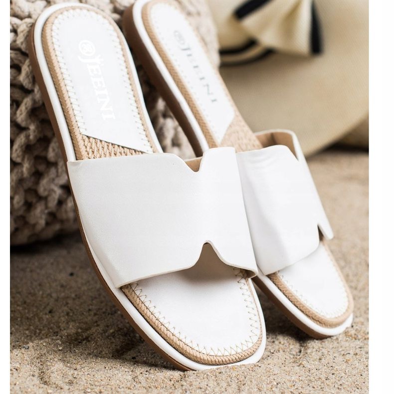 SHELOVET Elegante Hausschuhe aus Öko-Leder weiß 1