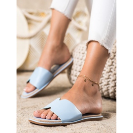 SHELOVET Elegante Hausschuhe aus Öko-Leder blau 1