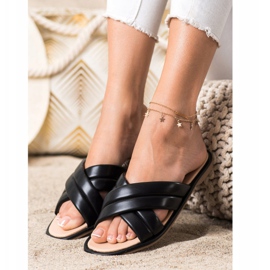 Renda Modische Hausschuhe aus Öko-Leder schwarz 1