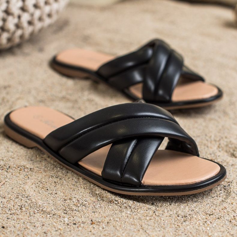 Renda Modische Hausschuhe aus Öko-Leder schwarz 2