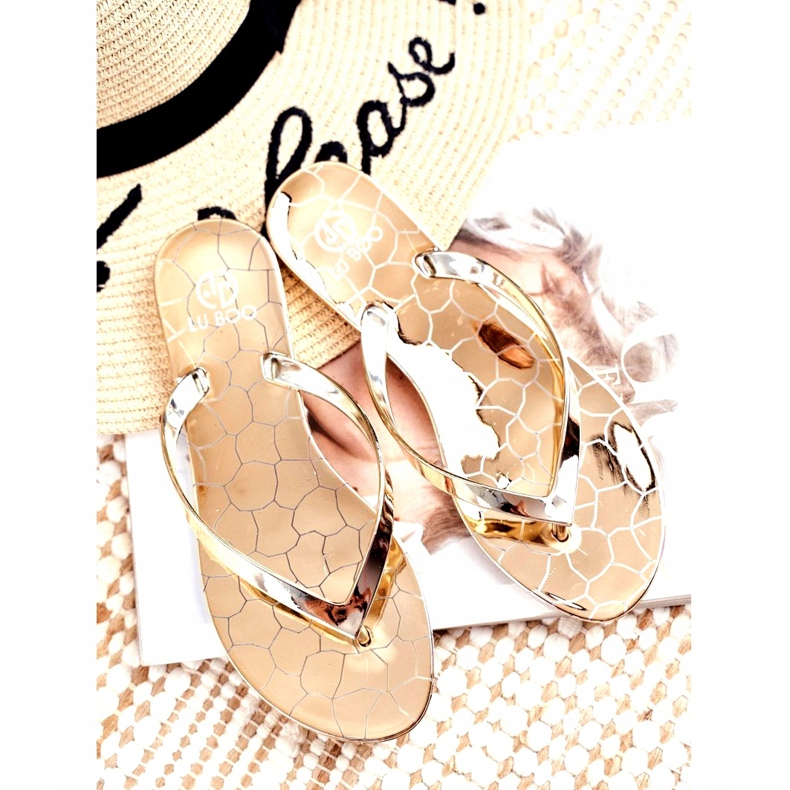 Lu Boo Metallic Flip-Flops Gold Eltoro Ii gat. golden 1