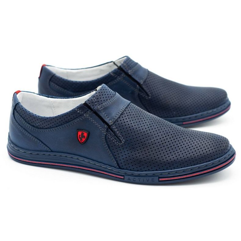 Polbut Herren-Lederschuhe 362, perforiert, Marineblau 1
