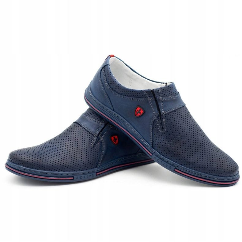 Polbut Herren-Lederschuhe 362, perforiert, Marineblau 3