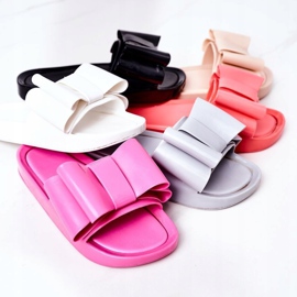 Gummipantoffeln mit Schleife Koralle April rot 1