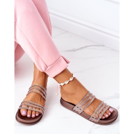 PS1 Hausschuhe aus Gummi mit Zirkonia Roségold Miss You rosa golden 1