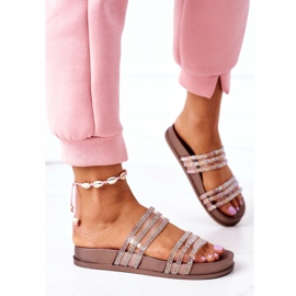 PS1 Hausschuhe aus Gummi mit Zirkonia Roségold Miss You rosa golden 2