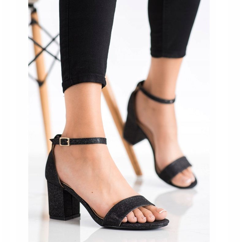 Mannika Klassische Sandalen mit Glitzer schwarz 1