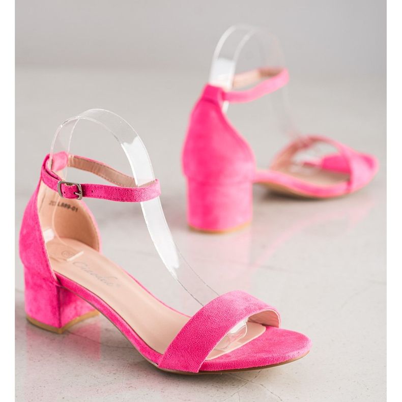SHELOVET Sandalen auf einer niedrigen Stange rosa 1