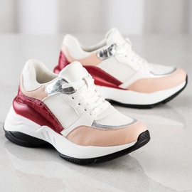SHELOVET Stylische Sneaker in WEISS UND ROSA weiß 1