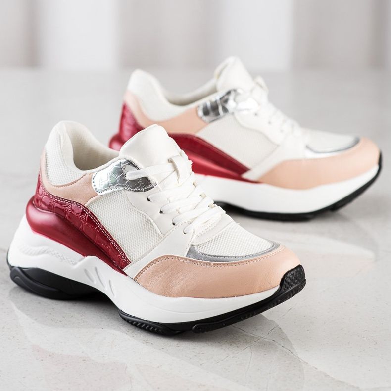 SHELOVET Stylische Sneaker in WEISS UND ROSA weiß 1