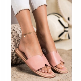 SHELOVET Elegante Hausschuhe aus Öko-Leder rosa 1