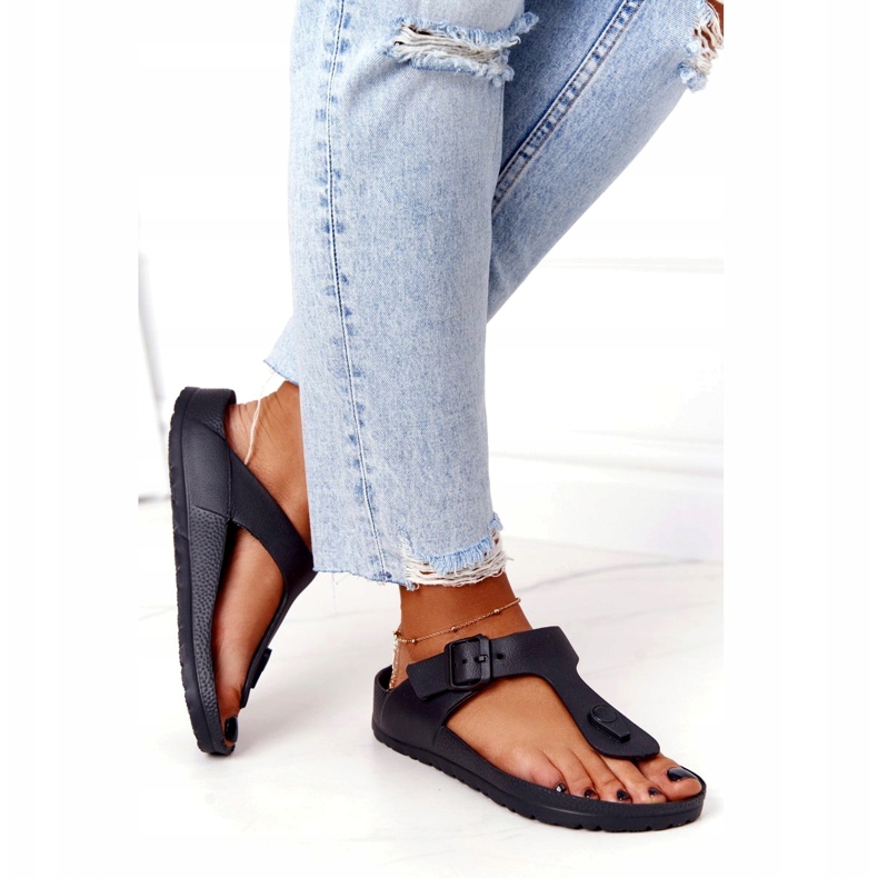 NEWS Damen Flip-Flops aus Gummi Schwarz Alma 4
