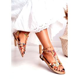 PS1 Damen Sandalen Elegant Orange Oriental Brooke mehrfarbig golden 4