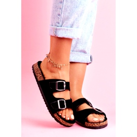 EVE Damenhausschuhe aus Kork mit Schnallen Schwarz Si Senor 1