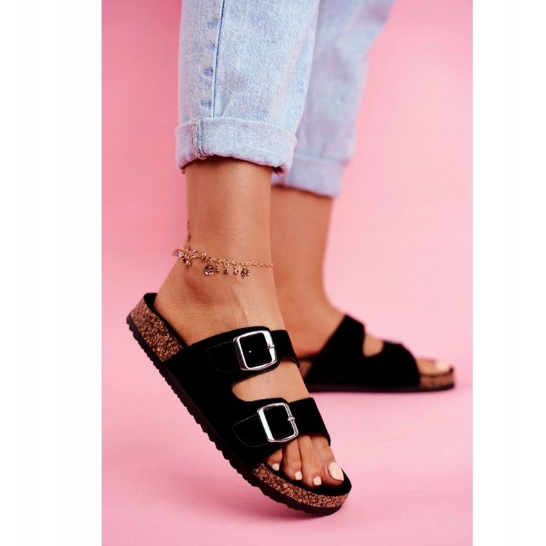 EVE Damenhausschuhe aus Kork mit Schnallen Schwarz Si Senor 3