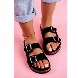 EVE Damenhausschuhe aus Kork mit Schnallen Schwarz Si Senor 4