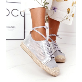 S.Barski Durchbrochene Espadrilles mit Schnürung S. Barski L17704 Silber 1