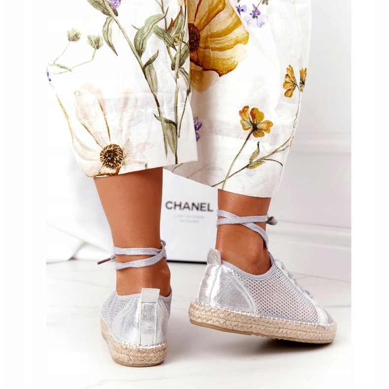 S.Barski Durchbrochene Espadrilles mit Schnürung S. Barski L17704 Silber 2