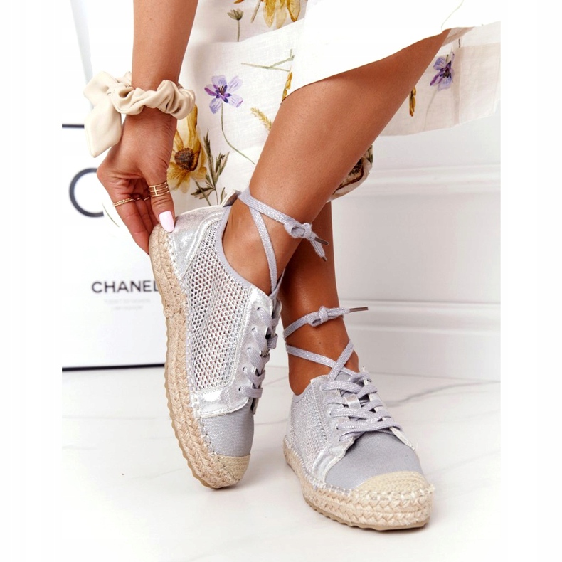 S.Barski Durchbrochene Espadrilles mit Schnürung S. Barski L17704 Silber silber- 3