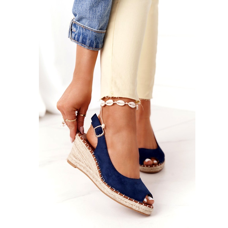 PG1 Las Palomas Keilsandalen mit Zöpfen marineblau 2