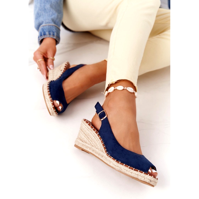 PG1 Las Palomas Keilsandalen mit Zöpfen marineblau 3