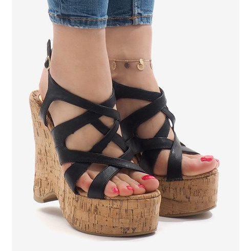 Schwarze Keilsandalen 10193 1