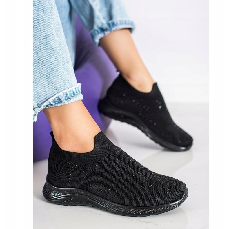 SHELOVET Sneakers mit Kristallen schwarz 2
