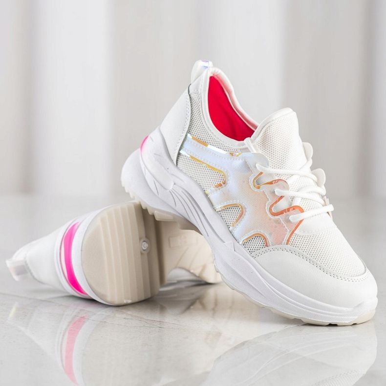 SHELOVET Weiße Turnschuhe mit Mesh 1