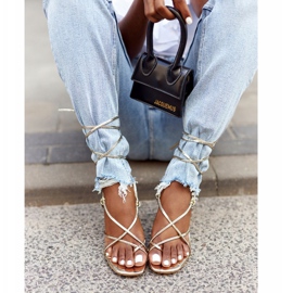 PS1 Gebundene Sandalen auf hohem Absatz mit eckiger Zehenpartie Golden Runway 3