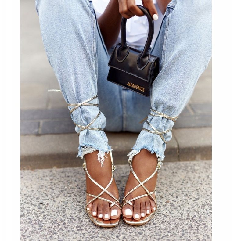 PS1 Gebundene Sandalen auf hohem Absatz mit eckiger Zehenpartie Golden Runway 3