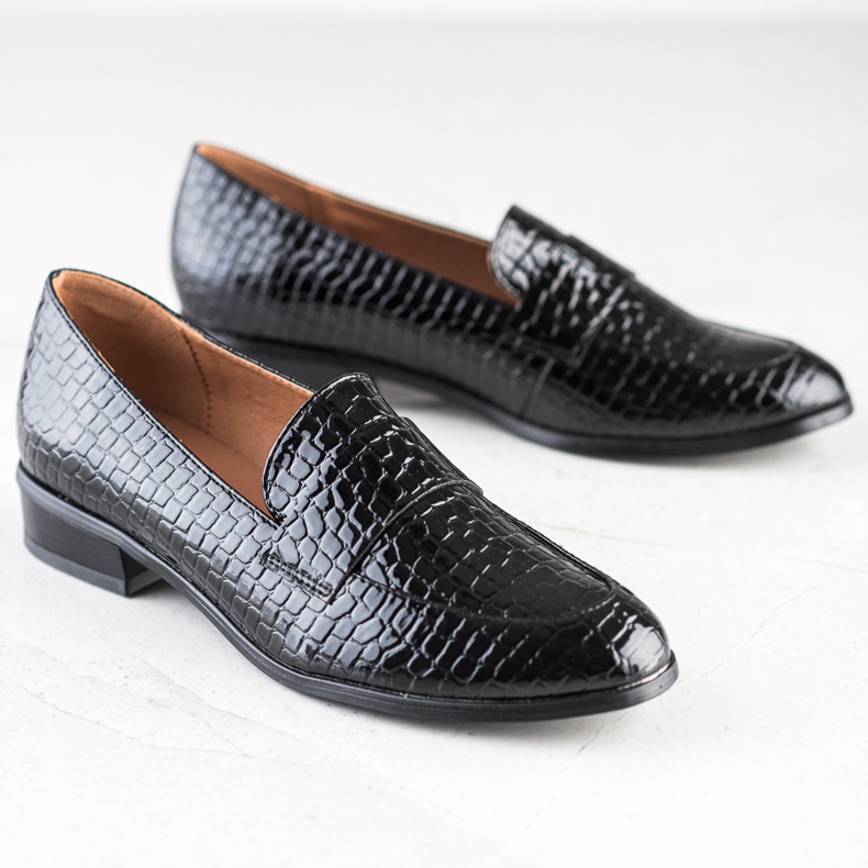 VINCEZA Loafer mit Schlangenmuster schwarz 1