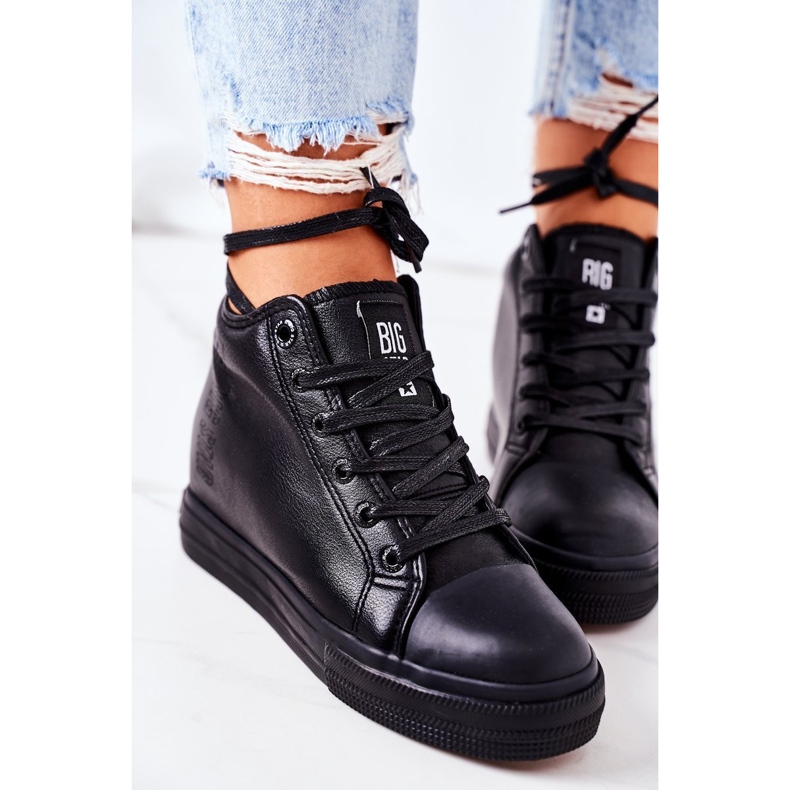 Leder Sneakers On Wedge Big Star EE274127 Schwarz 1