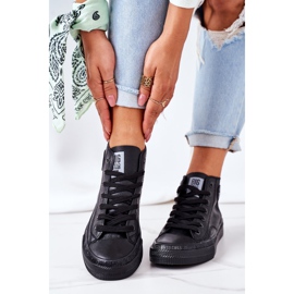 Damen Leder Hohe Sneakers Big Star GG274015 Schwarz 2