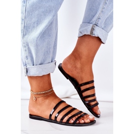 Flache Gummihausschuhe Schwarz Travel With Me 2