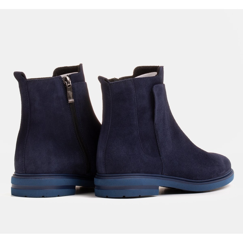 Marco Shoes Leichte Stiefel mit flachem Boden aus Naturleder isoliert navy blau 2