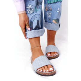 MSMG Blaue Hausschuhe aus Catalina-Leder mit Korksohle 3